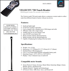 VELOCITY 720 Touch Reader Multilingual Reader for Encoder Water Meters